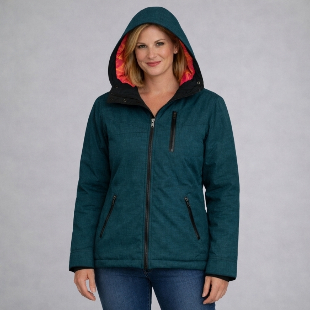 Oaklely Ski Jacket Womens Small Teal Hooded Snowboard Mesh